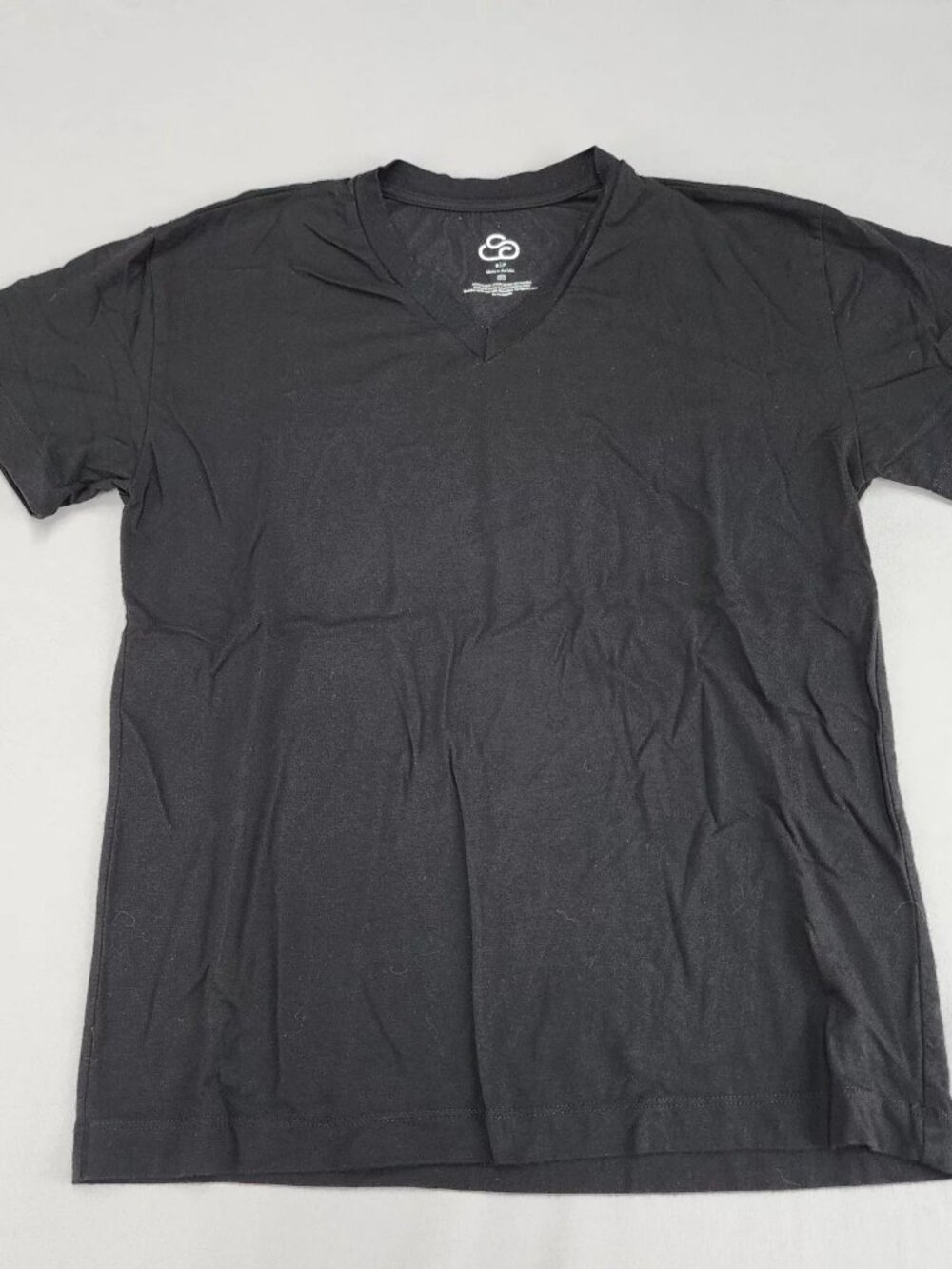 s|p Women's V-Neck T-Shirt Black Size S Cotton Blend Short Sleeve
